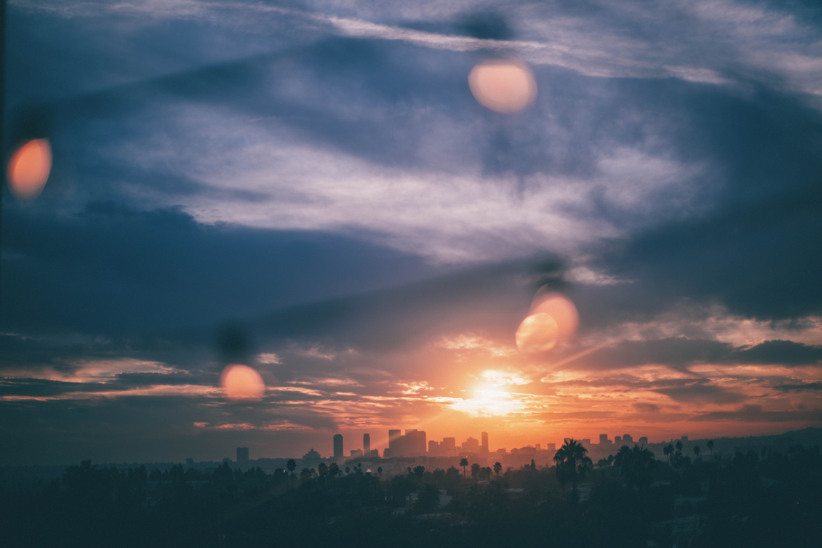 Los Angeles skyline at sunset