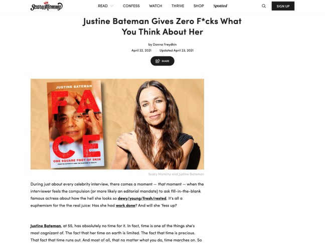 Justine Bateman as featured on Scary Mommy